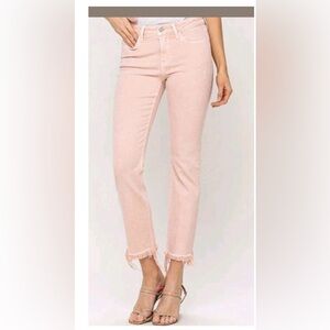 James Jean pink distressed bottom jeans